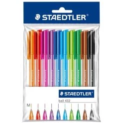 Offres 🌟 Stylo à Bille 10 Stylos Ball 432 Staedtler Corps Triangulaire ⌛
