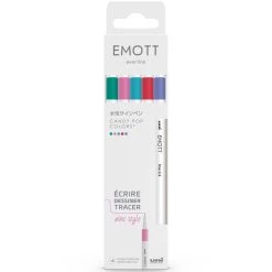 Sortie 🛒 UNI Stylo Feutre Technique Emott - Feutres D'écriture Et De Dessin Pointe Fine - Couleurs 🍬 Candy Pop - 5 Pcs 😍