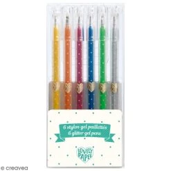 Grosses soldes ⌛ Stylo Gel Assortiment De Stylos Gel Lovely Paper By Djeco - Pailletés - 6 Pcs 🥰