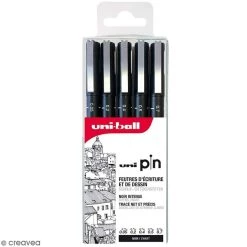 Budget ❤️ UNI Stylo Feutre Technique Pochette De 5 Feutres Techniques à Pointe Calibrée 005/02/04/05/07 Mm 👏