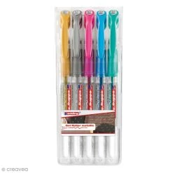 Meilleur prix 🎁 Stylo Gel Roller Edding 0,7 Mm - 5 Couleurs Métalliques ✨