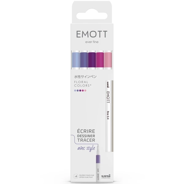 Budget 🎁 UNI Stylo Feutre Technique Emott - Feutres D'écriture Et De Dessin Pointe Fine - Couleurs Florales - 5 Pcs 🧨 3 Budget 🎁 UNI Stylo Feutre Technique Emott - Feutres D'écriture Et De Dessin Pointe Fine - Couleurs Florales - 5 Pcs 🧨