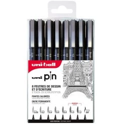 Remise 🔔 UNI Stylo Feutre Technique Pochette Feutres Techniques - Pointe Calibrée De 0,05 à 1,2 Mm - Noir - 8 Pcs 😉