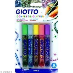 Vente flash 🔥 Giotto Stylo Roller Gel Assortiment De Stylos Confettis Glitter - 5 X 10,5 Ml 💯