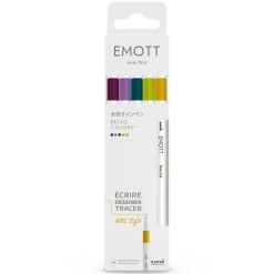 Grosses soldes 🤩 UNI Stylo Feutre Technique Emott - Feutres D'écriture Et De Dessin Pointe Fine - Couleurs Rétro - 5 Pcs 😀