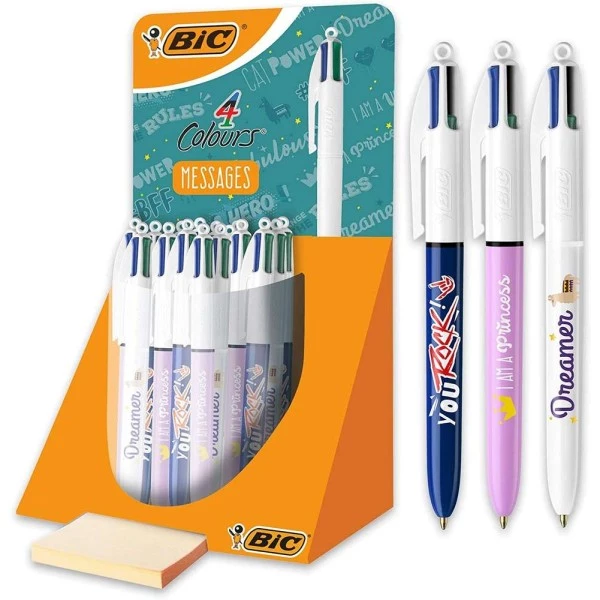 Meilleur prix 🔥 Stylo à Bille Rétractable 4 Colours Messages - Présentoir - Bic 🌟 3 Meilleur prix 🔥 Stylo à Bille Rétractable 4 Colours Messages - Présentoir - Bic 🌟