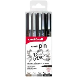 Remise 🤩 UNI Marqueur Calligraphie Pochette Feutres D'écriture Et De Dessin - Pointes Pinceau Brush - 5 Pcs 🛒