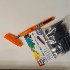 De gros 💯 JPC Stylo Plume Scolaire JPV Orange Et 30 Cartouches Bleues 🎉