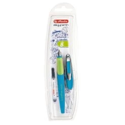 Meilleure vente 🌟 Herlitz Stylo Plume "My.Pen" - Pour Gaucher - Bleu / Vert Fluo 😀